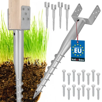 Základna sloupu kotva u šroubovaná do země ocelová 140x720 mm sada 4 ks.