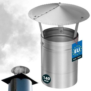 Stříška kouřová na komínové potrubí pozinkovaná stříbrná 140 mm