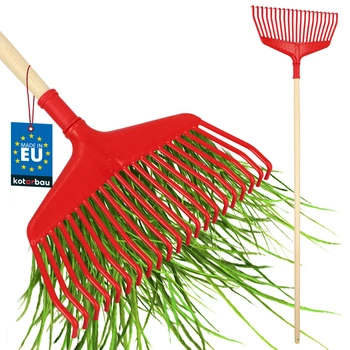 Hrábě na listí 38 cm s lakovanou dřevěnou násadou 1,5 m