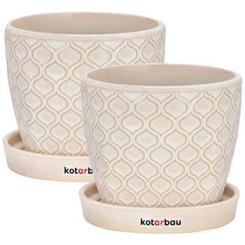 Keramická nádoba s podstavcem ⌀12 cm krémová - 2 ks. kotarbau