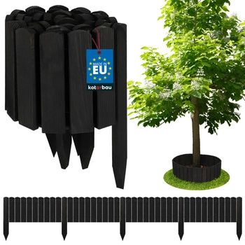 Zahradní plot palisádový dřevěný obrubník hnaný antracit 200x20 cm