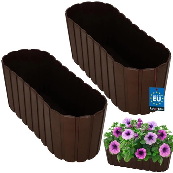 Květináč podlouhlý na květiny hnědý 40cm sada 2 ks.