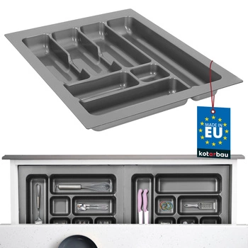 Organizér na příbory vložka do kuchyňské zásuvky šedá 49x38 cm