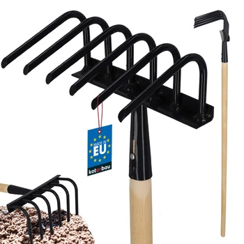 Motyka na plevel kypření s drápky dřevěná rukojeť 6 zuby