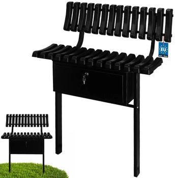 Hřbitovní lavice s úložným prostorem na opěradle černá 75 cm