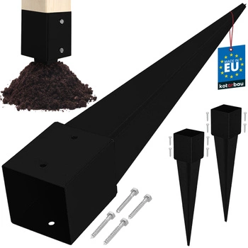 Základna sloupu zapuštěná do země ocel černá 120x120x750 mm sada 2 ks.