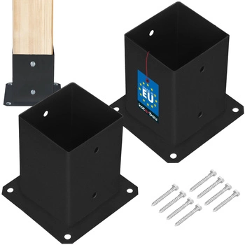 Základna sloupu přišroubovaná k betonu černá 100x100mm sada 2 ks.