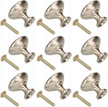 Stříbrná nábytková knoflíková skříňová úchytka hřib - 10 ks.