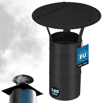 Stříška kouřová na komínové potrubí pozinkovaná černá 100 mm