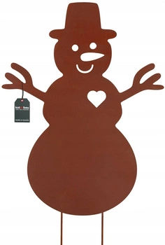 Figurka sněhuláka zahradní dekorace kovová rezavá