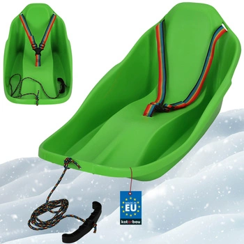 Plastové sáňky s opěradlem a bezpečnostními pásy zelené