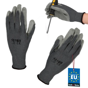 Rukavice pracovní protiskluzové potažené latexem šedé velikost xl