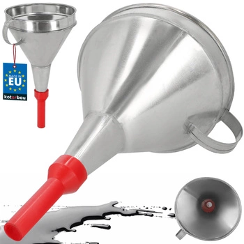 Nálevka s pozinkovanou kovovou miskou a plastovou špičkou se sítkem