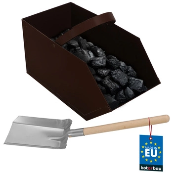Sada kovových popelníků na uhlí a dřevo s lopatou pro krbové vařiče