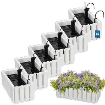 Květináč balkónový bílý na zábradlí 400 MM Sada 6 ks..