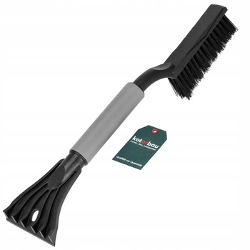 Škrabka na okna a led, škrabka a kartáč 2v1 - Barva černá, šedá