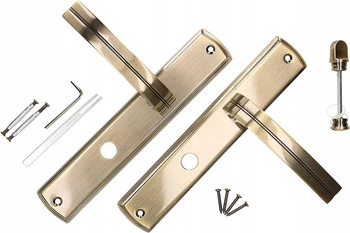 Dveřní klika patina 90mm dlouhý štít zámek WC - Barva patina