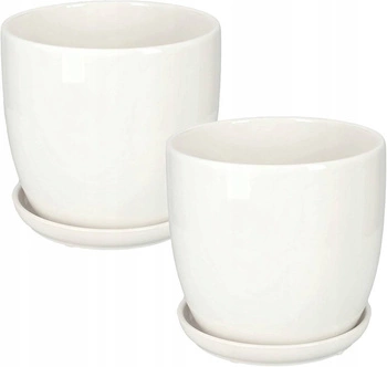 Keramický obal na květináč s podstavcem bílý ⌀17 cm - 2 ks.