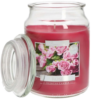 Velká skleněná vonná svíčka s víčkem 100 h - růže