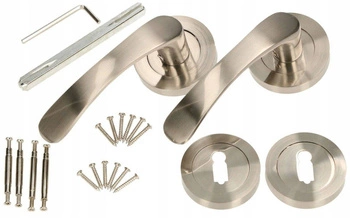 Sada dveřních klik satén 110 mm s rozetou na klíč