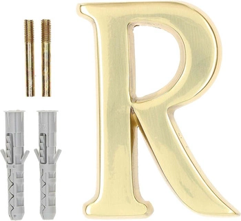 Písmeno pro výšku domovních dveří "r" 10cm mosazné