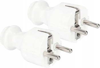 Odnímatelná síťová zástrčka se zemněním - 2 ks - Barva bílá