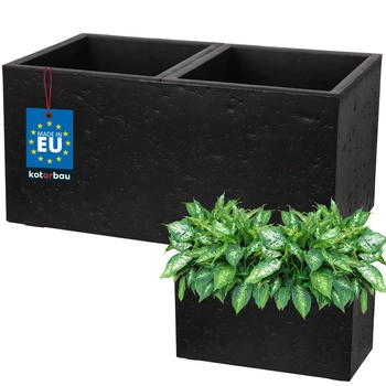 Květináč obdélníkový dvojitý beton industriální černý 58 cm