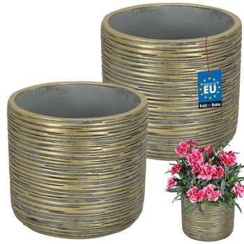 Keramický květináč fi 12, květinová nádoba 2 ks - Barva zlatá