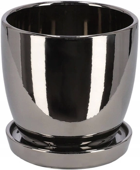 Keramický květináč s podšálkem ⌀13 kotarbau stříbro