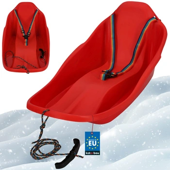 Plastové sáňky s opěradlem a bezpečnostními pásy červené