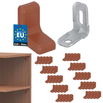 Komandorek nábytková úhlová konzola s víčkem ořech sada 50 ks.