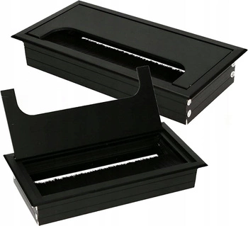 Hliníkový kabelový průchod černý 160x80 mm - sada 2 ks