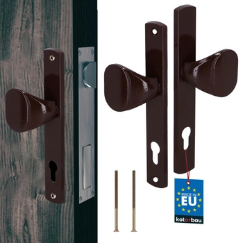 Klika pro branku vrata dveře dlouhá hřídel hliníková hnědý 90 mm