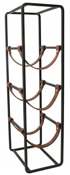 Stojan na víno kovový kožený regál na 3 láhve