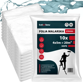 Malířská fólie ochranná stavební tenká silná průhledná 4x5 m sada 10 ks.