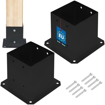 Základna sloupu přišroubovaná k betonu černá 140x140mm sada 2 ks.