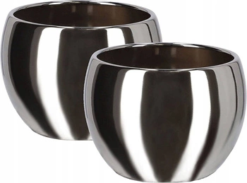 Keramický květináč fi10 stříbrný sada 2 ks.