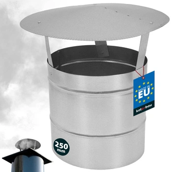 Stříška kouřová na komínové potrubí pozinkovaná stříbrná 250 mm