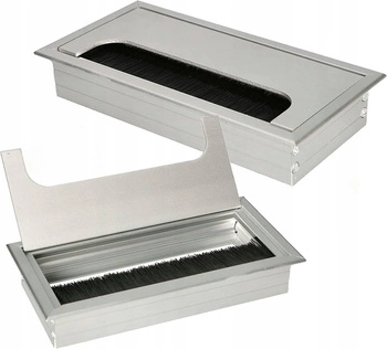 Hliníkový kabelový průchod stříbrný 160x80 mm - sada 2 ks