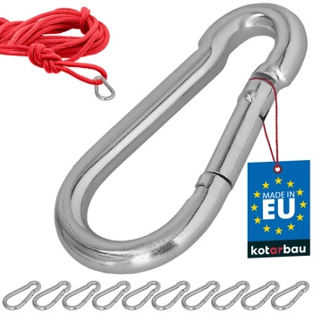 Hasičský karabina pro houpačky lana sítě kovová 80 mm sada 10 ks.