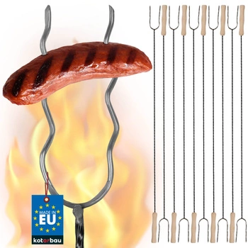 Tyč na klobásy dvouzubá vlnitá vidlice na oheň 100 cm sada 10 ks.