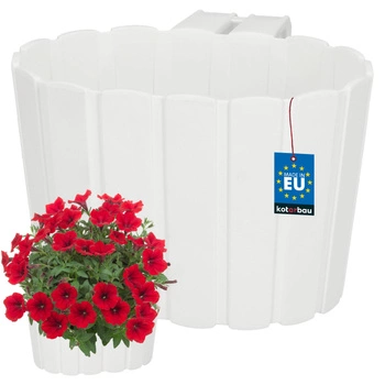 Balkonový květináč na zábradlí s držadlem k zavěšení bílý 200 mm