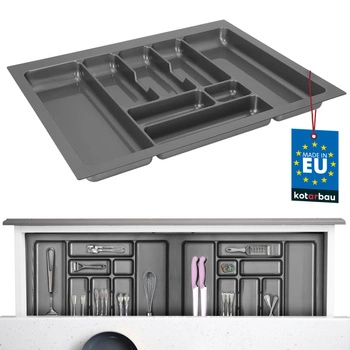 Organizér na příbory vložka do kuchyňské zásuvky šedá 49x63 cm