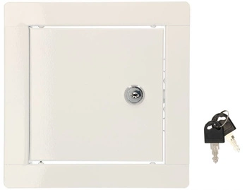 Ocelová revizní dvířka s bílými klíči 15x15 cm