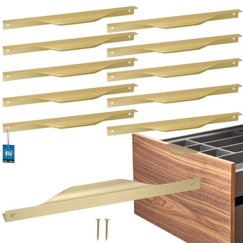 Hranatá nábytková úchytka moderní hliník zlatý mat 256 mm sada 10 ks.