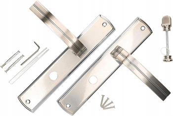 Sada dveřní kliky s madlem 72 mm stříbrná pro wc zámek