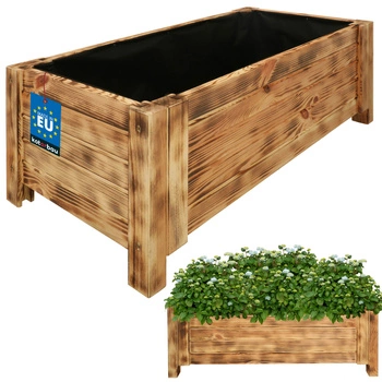 Dřevěný květináč, zahradní truhlík na květiny a rostliny 79x39 cm - Barva opálená