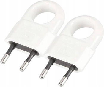 Plochá zástrčka s rukojetí bez uzemnění 250v bílá 2 ks. kotarbau