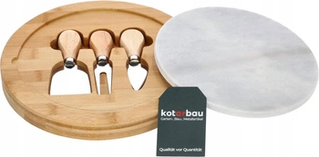 Bambusové prkénko na servírování sýrů a předkrmů sada 3 nožů kotarbau