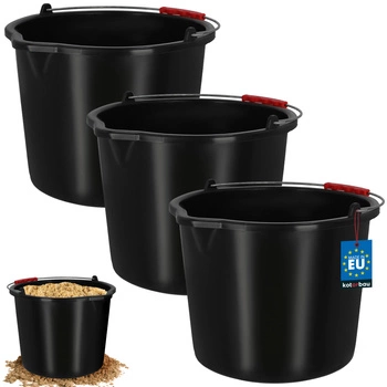 Vědro stavební hospodářské s výlevkou 16 l černé sada 3 ks